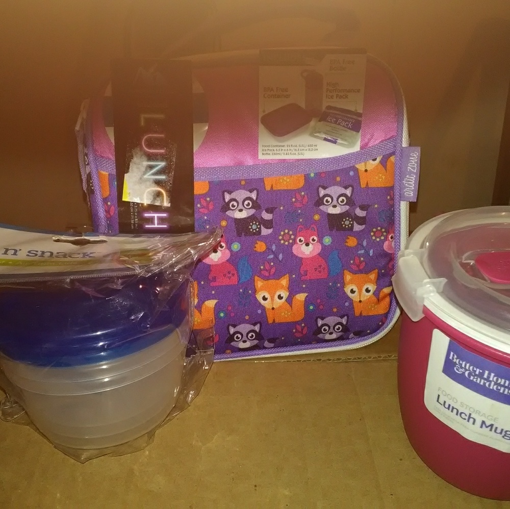 Wood Animals Lunch Box and Accessories